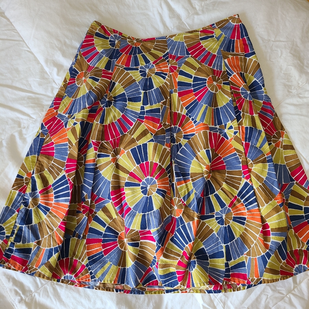 Talbots A-Line Multicolored Circular Pattern Skirt size 8